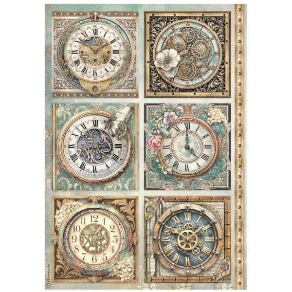 STAMPERIA - Gardens of Time 6 clocks - Оризова декупажна хартия A4
