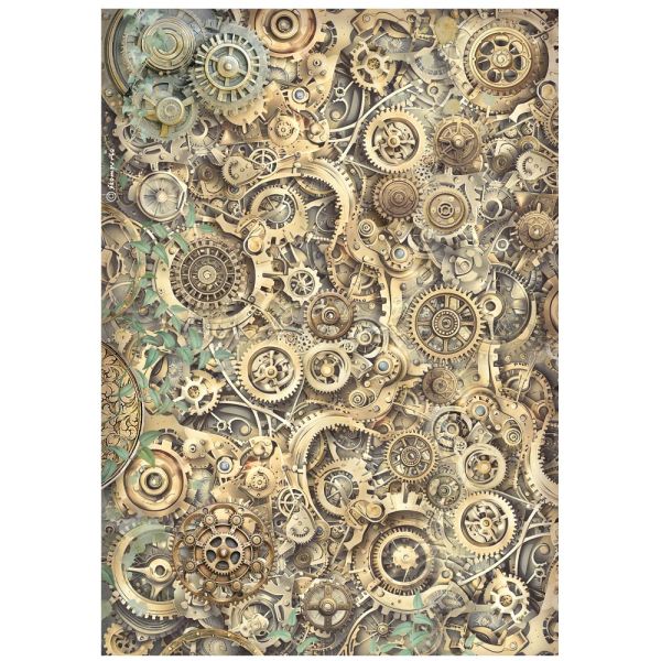 STAMPERIA - Gardens of Time gears pattern - Оризова декупажна хартия A4