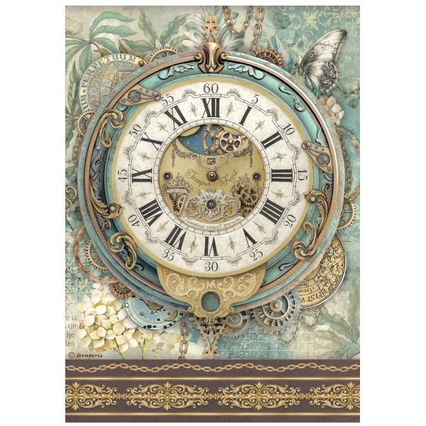 STAMPERIA - Gardens of Time big clock - Оризова декупажна хартия A4