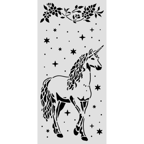 Stamperia, Thick stencil cm 12X25 - Wonderland unicorn