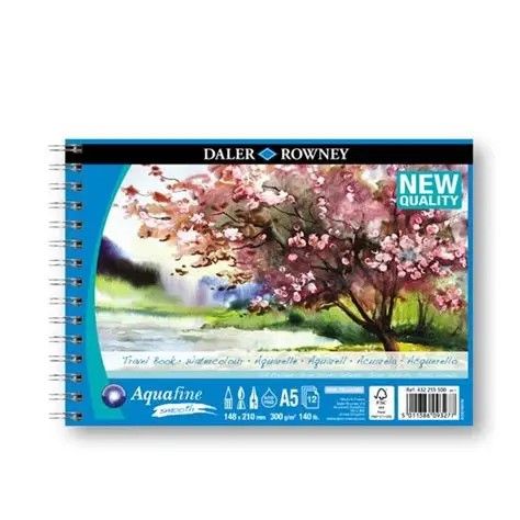 DR AQUAFINE PAD SMOOTH 300g A5 - АКВАРЕЛЕН блок HP 12л A5 спирала