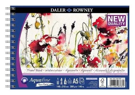 DR AQUAFINE PAD TEXTURED 300g A5 - АКВАРЕЛЕН блок Структура  12л A5 спирала