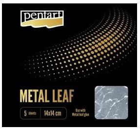 ВАРАК  PENTART METAL LEAF 5 листа пакет 14Х14см - Сребро