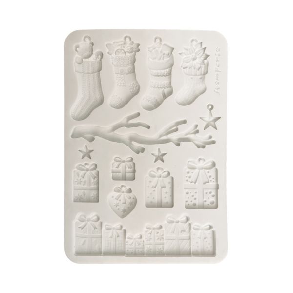 Силиконова форма за моделиране молд A5 Christmas socks and presents