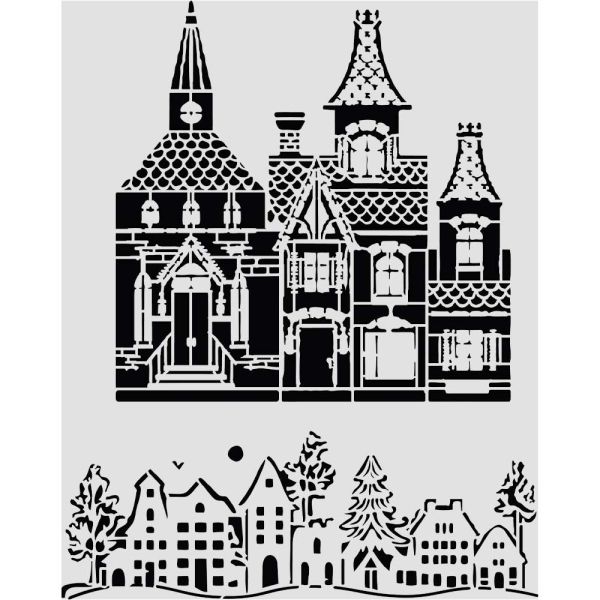 Stamperia, Cut laser stencil for Art and Craft cm 20X25 - Christmas house