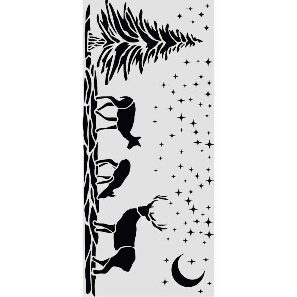 Stamperia, Cut laser stencil for Art and Craft cm 12X25 - Christmas deers
