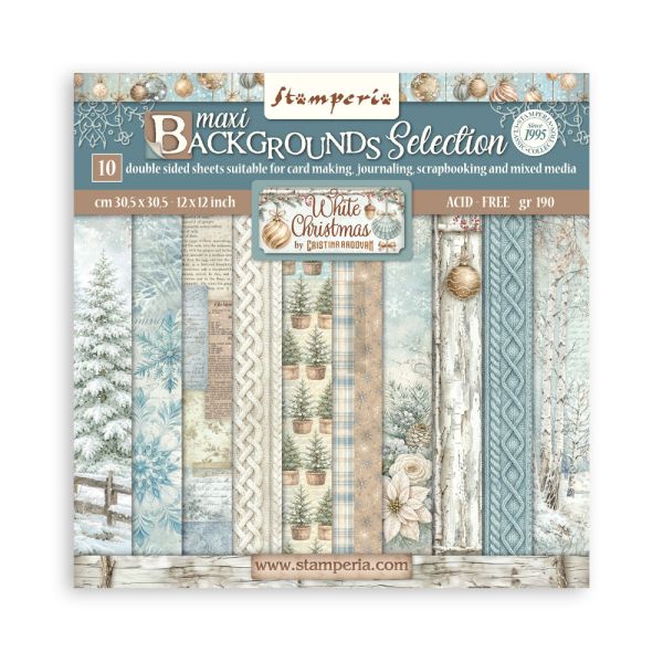 SCRAPBOOKING PAD 10+2 SHEETS - Backgrounds sheets - White Christmas