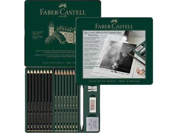 Pitt Graphite Matt Pencil & Castell 9000 (20pcs)