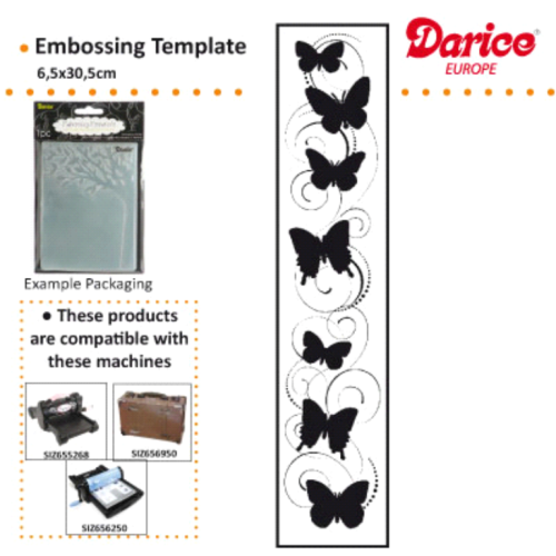 DARICE Emboss Folder - Папка за релеф 65 х 305 мм. Border Butterflies