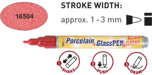 Porcelain & Glass Pen - Глитер маркер за порцелан и стъкло - Red