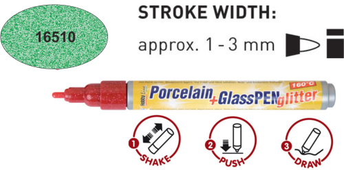 Porcelain & Glass Pen - Глитер маркер за порцелан и стъкло - Green