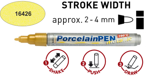 PORCELAIN METALLIC PEN - Металик маркер за порцелан - Metallic Yellow