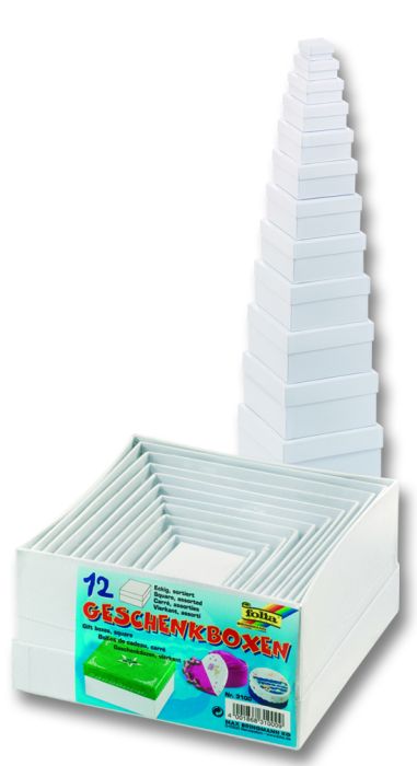 CARDBOX SQUARE SET - Комплект 12 кутии за декупаж Folia,Germany