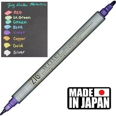 ZIG METALLIC WRITER * JAPAN - Двувърх металиков маркер 1.0 и 1,2мм Made in Japan ВИОЛЕТ
