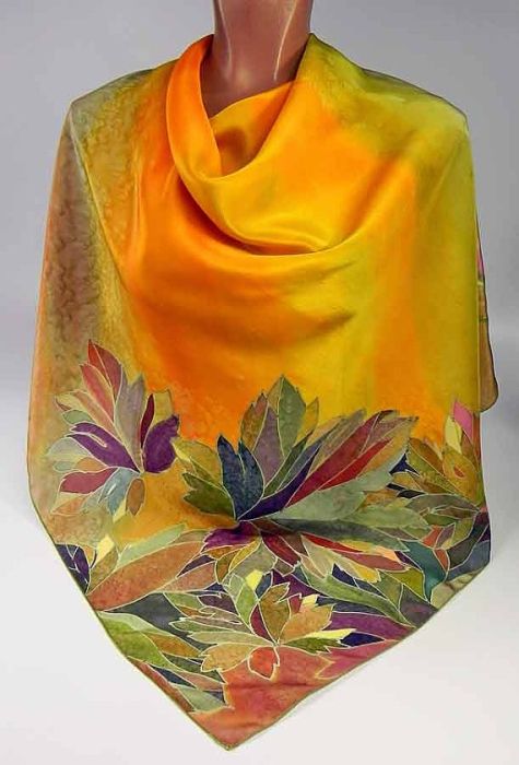 ART SILK PREMIUM PONGE  SCARF - Поръбен шал от естествена коприна 90 Х 90 см.