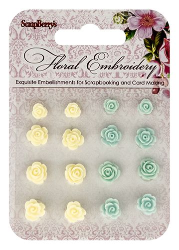 SCRAPBERRYS roses FLORAL EMBROIDERY 2 (resin) - Деко РОЗИ от полимер