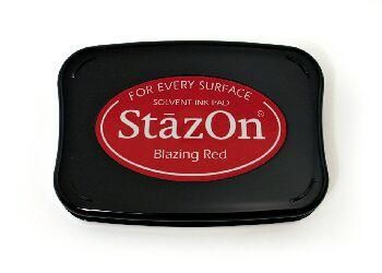 StazOn, Solvet ink pad - Тампон с мастило за твърди и неабсорбиращи повърхности - Blazing red