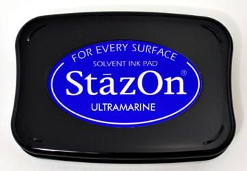 StazOn, Solvet ink pad - Тампон с мастило за твърди и неабсорбиращи повърхности - Ultramarine 
