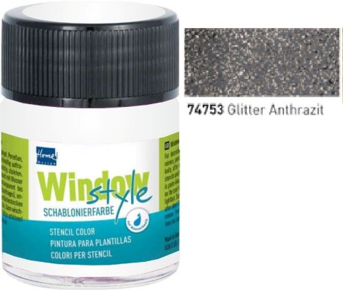 HD WINDOW STYLE ,Germany - СТРУКТУРНА витражна боя за стъкло 50 мл. - Glitter Anthracite