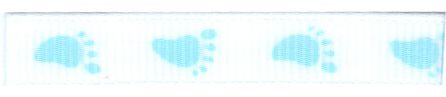  Baby Foot Print Design Ribbon - White/Blue 10mm x 20m - Панделка  ролка 10 mm. X 20m.