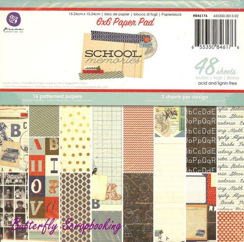 PRIMA USA SCHOOL MEMORIES Pad 6x6" - Дизайнерски блок 6"х6" / 48 листа