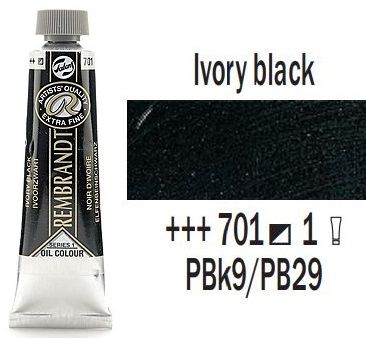 REMBRANDT Екстра Фини Маслени Бои 40 мл. - Ivory Black 1, № 701
