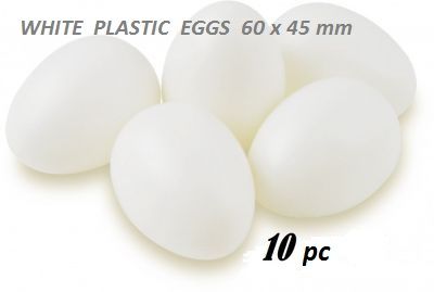 EGG PLASTIC  60x45mm white - Кухи пластмасови яйца 10 бр 