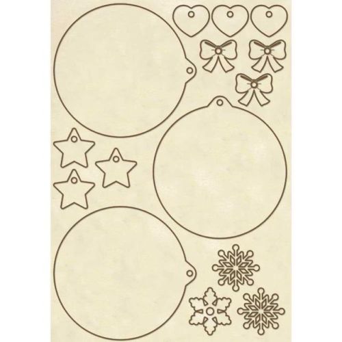 DECO WOODEN SHAPES A5 CHR SPHERES  - Декоративни дървени елементи - 15бр.