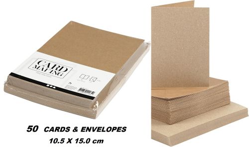 CREATIVE cards & envelopes 105 x 150mm - 50 картички + 50 плика КРАФТ