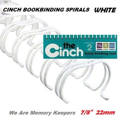 CINCH WIRE BINDING SPIRALS - Двойни спирали за подвързване  7/8" 22мм  / 10бр БЕЛИ