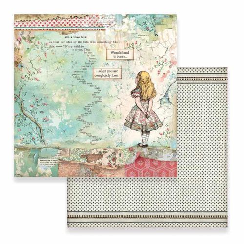 Stamperia, Alice Paper Sheets -Дизайнерски скрапбукинг картон 30,5 х 30,5 см. 