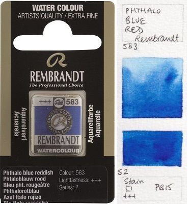 REMBRANDT WATERCOLOUR PAN - Екстра фин акварел `кубче` PHTALO BLUE REDDISH 583