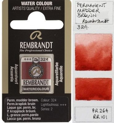 REMBRANDT WATERCOLOUR PAN - Екстра фин акварел `кубче` PERM. MADDER BROWNISH 324