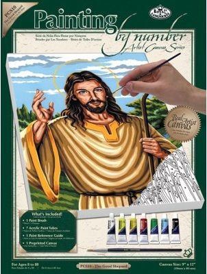 PAINTING by NUMBERS ,USA - Рисуване по номера на платно А4 JESUS  * PCS10