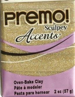`PREMO Accents` USA - Професионална серия полимерна глина - Yellow Gold Glitter, 2oz