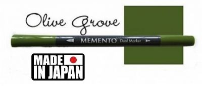 MEMENTO BRUSH MARKER , Japan - Двувърх маркер ЧЕТКА - OLIVE GROVE
