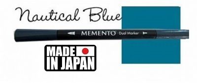 MEMENTO BRUSH MARKER , Japan - Двувърх маркер ЧЕТКА - NAUTICAL BLUE