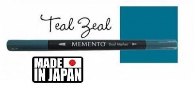 MEMENTO BRUSH MARKER , Japan - Двувърх маркер ЧЕТКА - TEAL ZEAL