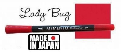 MEMENTO BRUSH MARKER , Japan - Двувърх маркер ЧЕТКА - LADY BUG