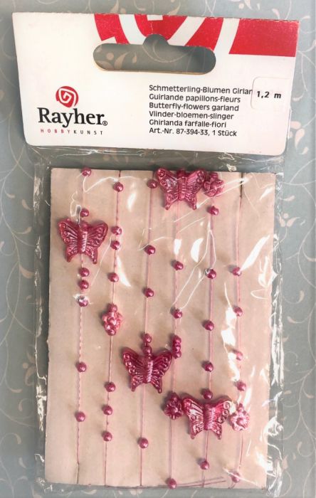 RAYHER -Мини гирлянд  за декорация-перлено розов 1,2m - ОФЕРТА