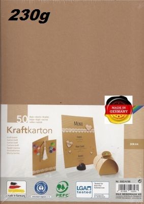 KRAFT KARTON 230g - Крафт картон А4 230 гр / пакет 50 листа
