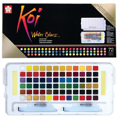 # KOI SAKURA 72 Watercolours - Екстра фини японски акварели к-кт 72 цвята + Aquabrush