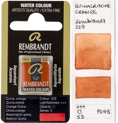 REMBRANDT WATERCOLOUR SPECIAL EFFECTS - Екстра фин акварел `кубче` QUINA ORANGE 229