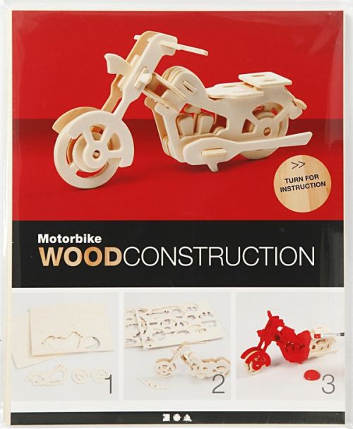3D Wood Construction Kit MOTORBIKE - Дървен конструктор 19 x 9 x9 cm
