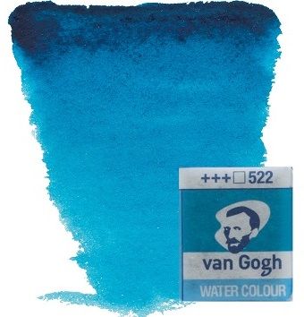VAN GOGH WATERCOLOUR PAN - Екстра фин акварел `кубче` # Turquoise Blue 522