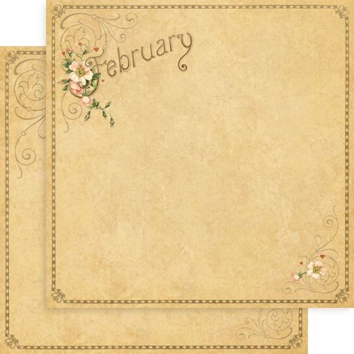GRAPHIC45 USA # FEBRUARY - Двустранен дизайнерски скрапбукинг картон 30,5 х 30,5 см.