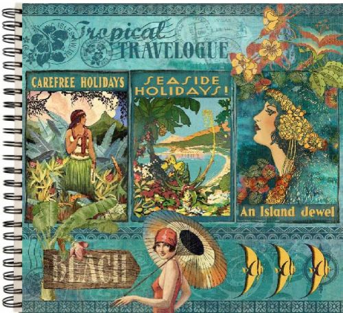 ALBUM SCRAPBOOKING "Tropical Travelogue" - Дизайнерски скрапбукинг албум 24 страници 30,5х30,5 см