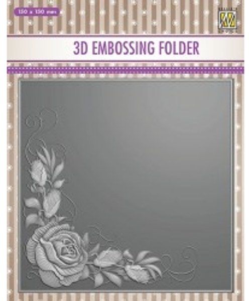 3D-embossing folder "Rose corner" 150x150mm- 3D Ембос папка