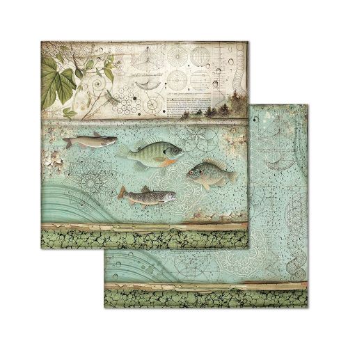 STAMPERIA Forest Fish # ScrapArt - Дизайнерски скрапбукинг картон 30,5 х 30,5 см.