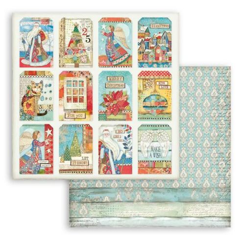 STAMPERIA, Christmas Patchwork Cards Paper Sheets - Дизайнерски скрапбукинг картон 30,5 х 30,5 см.